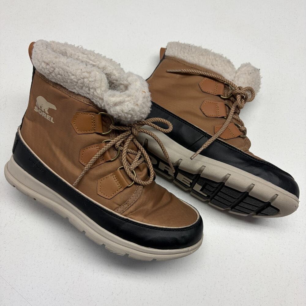Sorel Explorer Carnival Waterproof Boot Elk Dark Stone Women Size 7.5